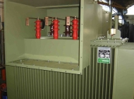 An inside view of a cable box installed on a distribution transformer 