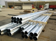 Steel Poles stacked in the yard